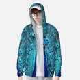 thumbnail image 2 of Fotbe Beau Paon Bleu Veste de Protection Solaire UPF 50+ pour Hommes et Femmes avec Capuche et Poches Randonnée Performance Extérieure-Moyenne, 2 of 7