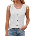 thumbnail image 6 of FAIWAD Summer Tank Tops for Women Sleeveless Drawstring Shoulder Tops Casual Button Front Camisoles Blouses, 6 of 6