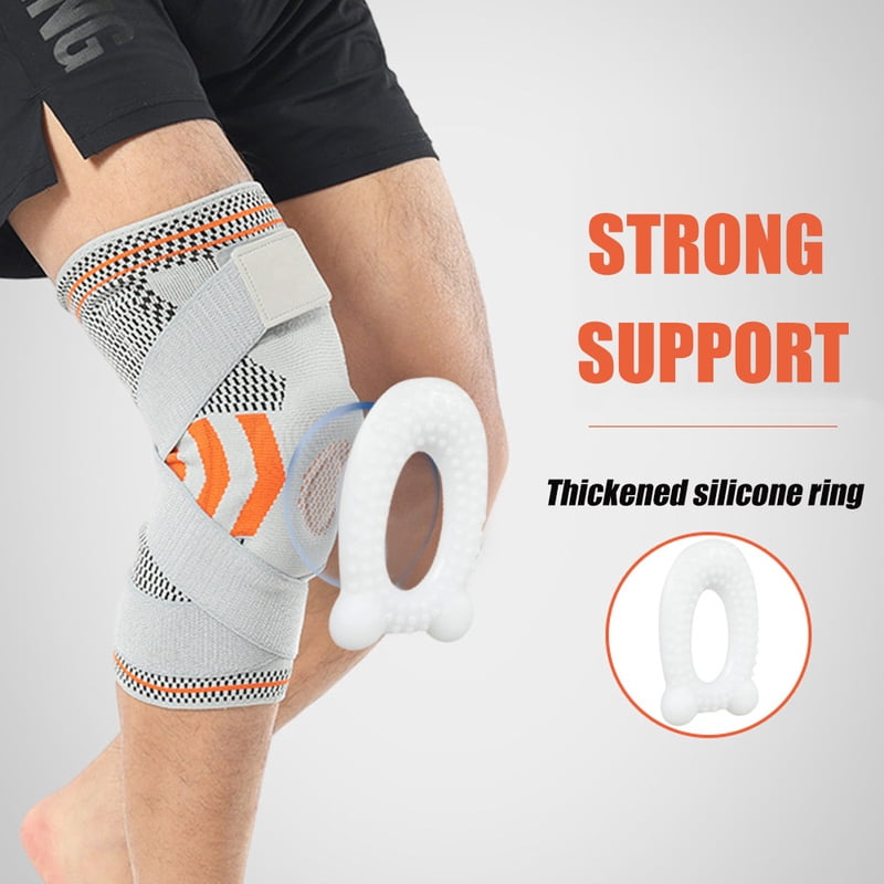 Pro Knee Brace with Silicone Pad & Spring Support - Adjustable Compression Sleeve for Joint Pain Relief, Sports Injury Recovery
