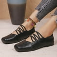 thumbnail image 5 of KEGIRLOM Women Fashionable Casual Square Toe Strap Comfortable And Versatile Solid Color Flat Sole Shoe Black Size 6, 5 of 7