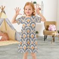 thumbnail image 3 of FORMRS Girls Short Sleeve Dress Summer Casual Round Neck A-line Beach Sundress, Sizes 2T-8T, Orange Art Pattern, 3 of 8