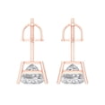 thumbnail image 4 of 3 Ct Princess Cut Studs Clear Moissanite 18K Rose Solid Solid Gold Everyday Dainty Earrings Screw Back, 4 of 7