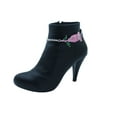 thumbnail image 5 of Women Silver Metal Chain Boot Bracelet Shoe Pink Flower Charm, 5 of 7