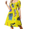thumbnail image 1 of Amarillo submarino azul meanies payaso bulldog vestido de manga corta vestidos elegantes para mujer vestido largo mujer, 1 of 6