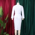 thumbnail image 6 of AURA Plus Size Elegant Round Neck Pencil Midi Dress Nine Sleeve High Waist Office African Work Dress with Belt, 6 of 10