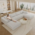 thumbnail image 3 of MAYEERTY 157.6" Cloud Sofa White Corduroy Deep Seat Double-Layer Removable Cushion No Assembly Multi-Rooms, 3 of 6