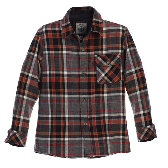 Gioberti Boy's Single Pocket Flannel Shirt with Corduroy Contrast