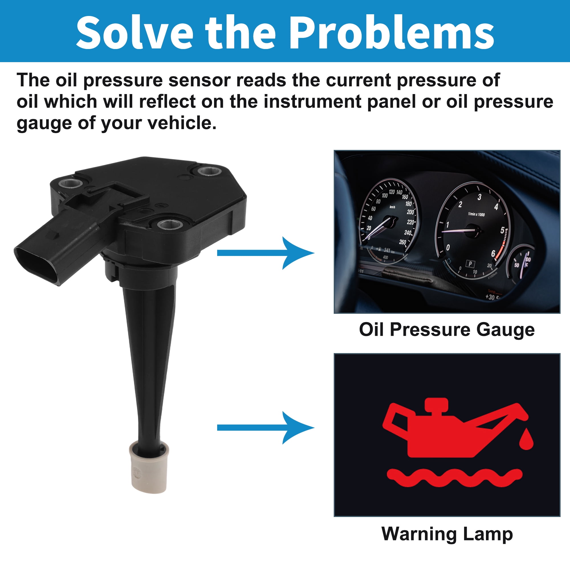 Unique Bargains 1 pcs No.03L907660A Engine Oil Pressure Sensor for Volkswagen Touareg 2011-2017