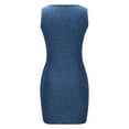 thumbnail image 5 of Sakmal Plus Size Summer Dresses Square Neckline Blue Mid-Length Sexy Ribbed Solid Sleeveless Button Bodycon Dress, 5 of 5