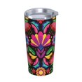 thumbnail image 2 of Kll Colorful Floral Embroidery Mexican Stainless Steel Vacuum Insulated Coffee Cup 20 Oz Insulated Travel Mug Water Cup With Leak-Proof Straw Lid & Flip Lid,1 Metal Straws,1 Cleaning Brush, 2 of 8