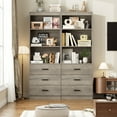 thumbnail image 7 of Homfa 71" Tall Bookcases with 3 Large Drawers, 3 Tier Wooden Storage Bookshelf for Living Room Home Office, Ash Grey, 7 of 7