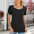thumbnail image 5 of loopsun Plus Size Tops for Womens,Womens Summer Tops,Women's Fashion Solid Color Short Sleeve V-Neck Fallow Jacket Black S, 5 of 5