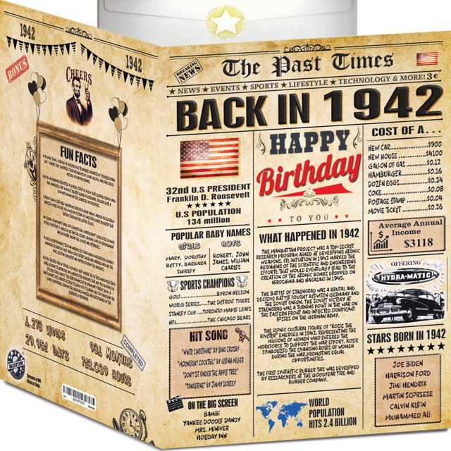 Tarjeta de cumpleaños Back2Time estilo vintage, tamaño jumbo, 84.º