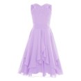thumbnail image 3 of TTAO Robe Plissée Sans Manches à Col en V pour Filles, Ornée de Strass Scintillants, pour Mariage, Banquet, Bal de Promo, Fête, Lavande 12, 3 of 7