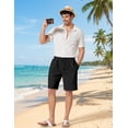 thumbnail image 4 of COOFANDY Mens Linen Shorts 9" Casual Beach Shorts Elastic Waist Summer Vacation Short, 4 of 6