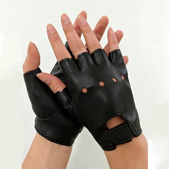 Men's Leather Driving Gloves Fingerless Motorcycle Driver Gloves Pvc Leather Half Finger Fashion Classic Gloves New Black