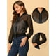 thumbnail image 2 of Chaqueta de Bombardero Transparente Allegra K de Manga Larga Ligera con Cremallera para Mujer Negro L, 2 of 5