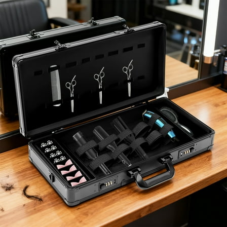 Barber Stylist Suitcase Carrying Case For Clippers Trimmers Scissors Black