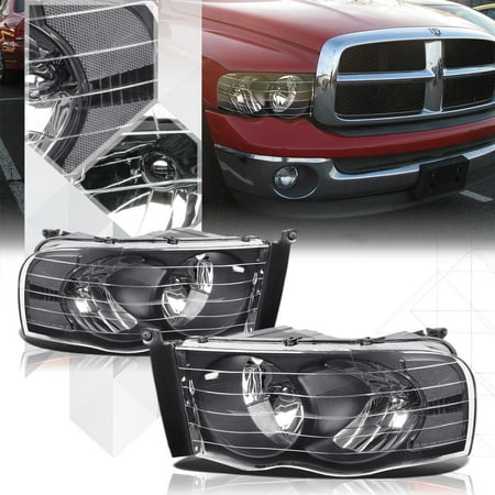 Black Housing Headlight Clear Signal Reflector For 02 05 Dodge Ram Black Housing Headlight Clear Signal Reflector For 02 05 Dodge Ram 1500 2500 03 04