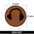 thumbnail image 2 of Headphones Ear Solid 2.5" Faux Leather Round Engraved Iron-On Patch - Brown, 2 of 6