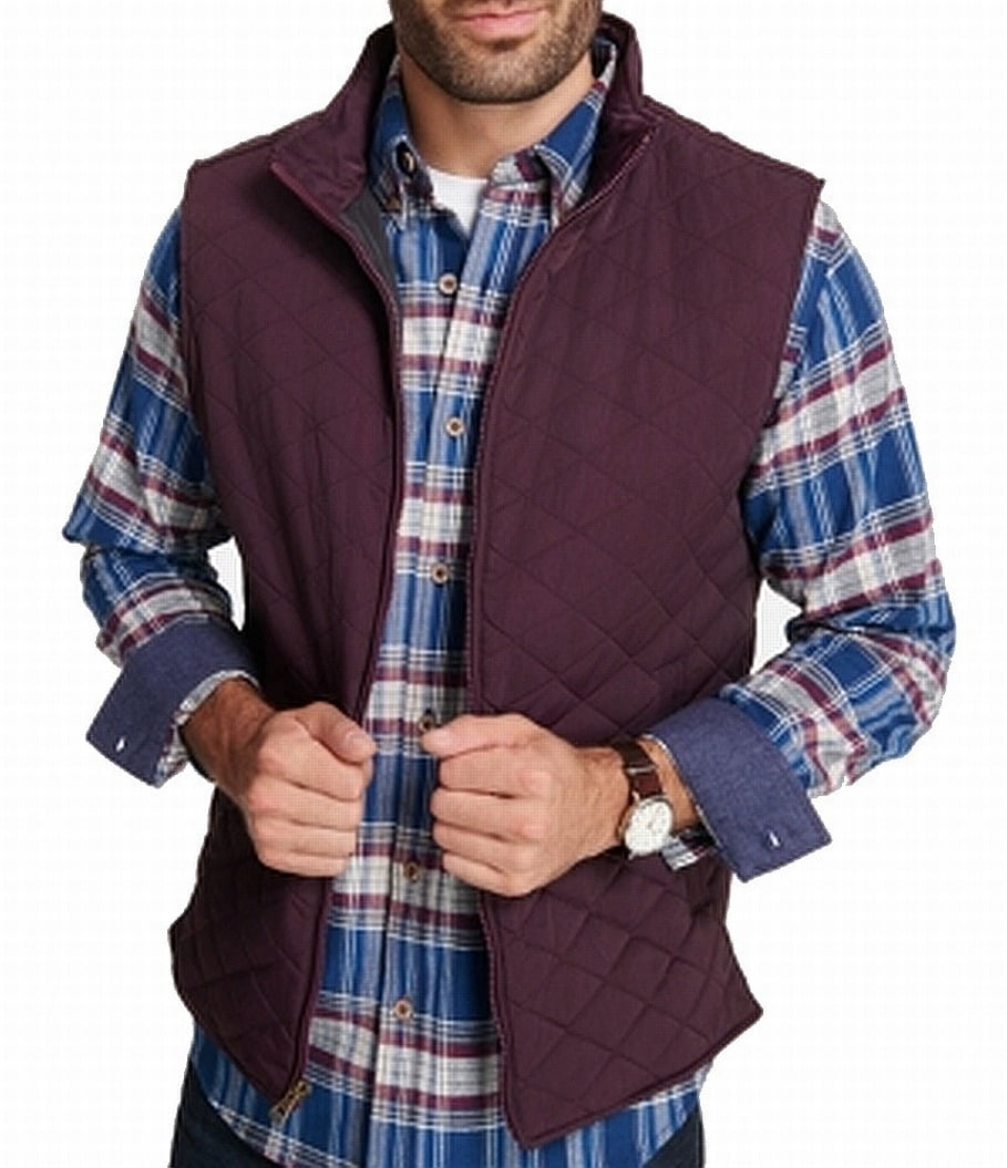 Weatherproof Mens Textured Quilted Vest, Red, XXLarge