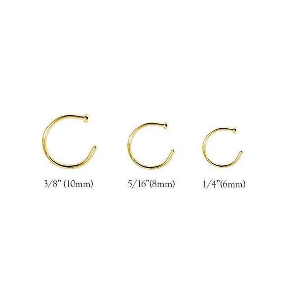 EG Gifts Gold Nose Piercing Hoops Surgical Steel lot of 3 18g or 20g