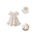 thumbnail image 4 of Toddler Baby Girls Ruffle/Short Sleeve Button Polka Dots Print Dress Summer Sunflower Beach Dresses Clothes Outfits, 4 of 8