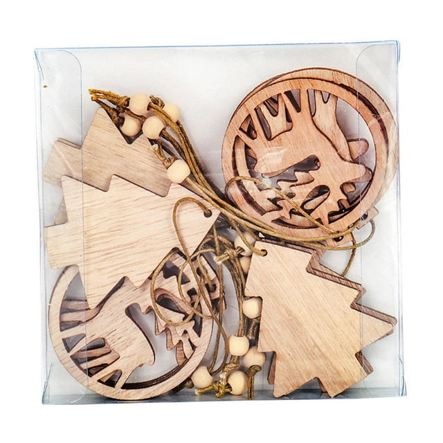 10 piezas de adornos colgantes de madera para Navidad, accesorios para decoración de árboles de Navidad, manualidades para árbol y reno