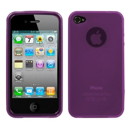 - Insten Semi Transparent Purple Candy Skin Case Cover Rubberized For Apple iPhone 4 4S