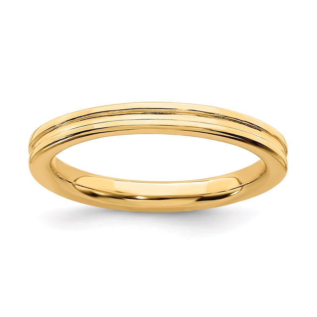 925 Sterling Silver Gold Stackable Ring Fancy/