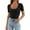Black, variant on Women Short Sleeve Square Neck T Shirts 2024 Summer Slim Fitted Ribbed Knit Basic Casual Tee Tops