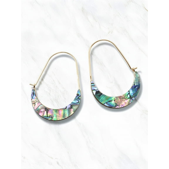 Abalone Crescent Hoop Earrings
