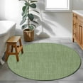 thumbnail image 4 of Vintage Forest Green Large Area Rugs for Bedroom Living Room, Soft Non Slip Carpet Bedside Rug, Farmhouse Retro Solid Color Linen Texture Round Floor Cover Kitchen Accent Rug 4' for Office, 4 of 9