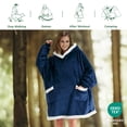 thumbnail image 5 of Cozy Comfort Wearable Blanket Hoodie, Sherpa Hoodie Blanket with Giant Pocket, Warm&cozy, Standard, Navy, 5 of 6