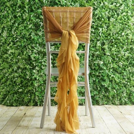 Efavormart 1 Set Premium Designer Curly Willow Chiffon Chair Sashes For Home Wedding Birthday Party Dance Banquet Decoration