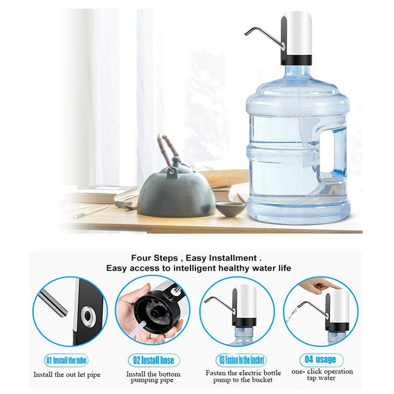 Water Bottle Pump 5 Gallon Water Bottle Dispenser With Usb Charging  Automatic Pump For Outdoor Or Kitchen (white)