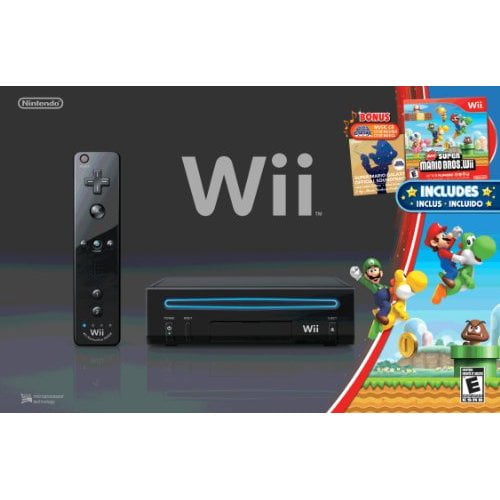 Sportschool jacht Gepolijst Refurbished Wii Black Console With New Super Mario Brothers Wii And Music  CD - Walmart.com