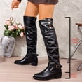 thumbnail image 4 of Viluyesy Womens Flodover Boots, Faux PU Leather Ponint Toe Chunky Heels Over-Knee Slouch Tall Boots Black US9, 4 of 9