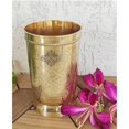 thumbnail image 2 of Pure Brass Glass Tumbler With Embossed Design Set Of 2 - Gold, 270ml Each | Drinkware & Tableware, Jug For Serving & Drinking Water Tableware - Hand Made, Easy To Carry, Easy To Clean, 2 of 5