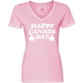 thumbnail image 3 of Inktastic Happy Canada Day with Distressed Maple Leaves Women's V-Neck T-Shirt, 3 of 5