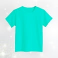 thumbnail image 2 of Shirt for Girls Round Neck Solid Color Short Sleeve T Shirts Fashion Tee Tops Tee for Boys & Girls 3-4 Years,Light Blue, 2 of 4