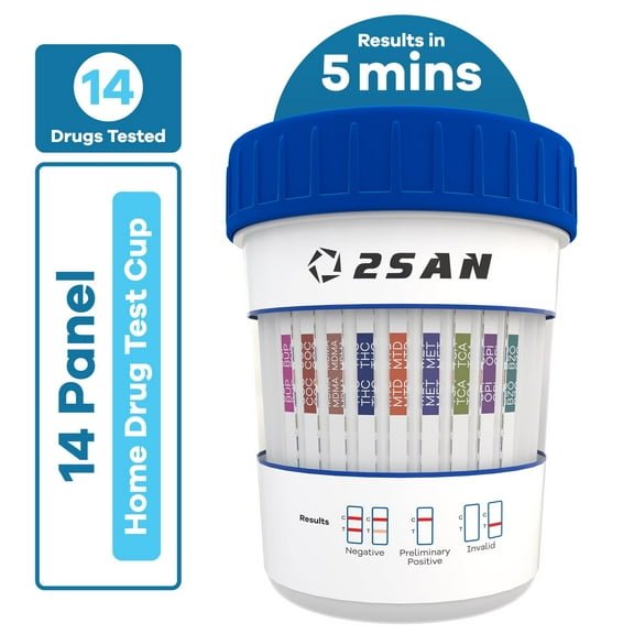 2San 14-Panel Drug Test Cup (THC Cocaine Meth Opiates PCP MDMA Oxy & More)