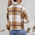thumbnail image 5 of IROINNID Women's Short Shacket Jacket Plaid Long Sleeve Plaid Single Breasted Plaid Coat Short Coat Hoodless Casual Outwear, Beige, 5 of 5