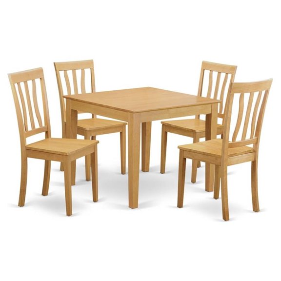 East West Furniture Oxford 5-piece Traditional Wood Kitchen Set in Oak