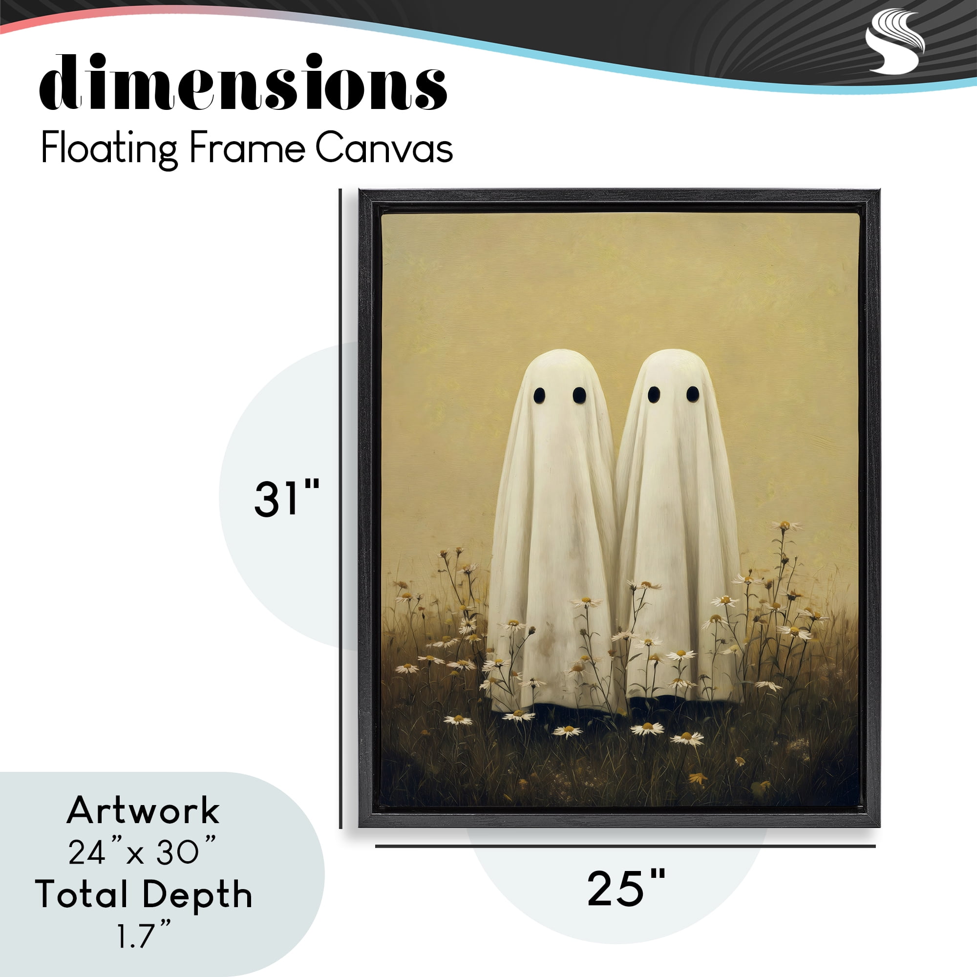 Daisy Ghost Couple Black Framed Floater Canvas Wall Art, design by Arlington Prints