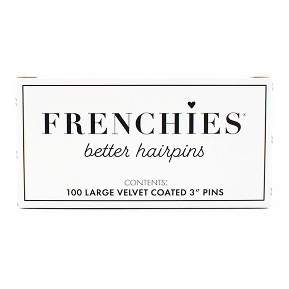 Frenchies Horquilla francesa para el pelo, ultra flocada, extra suave, para mujeres, extensiones de boda o peluca, 100 unidades, color marrón grande (3 pulgadas)