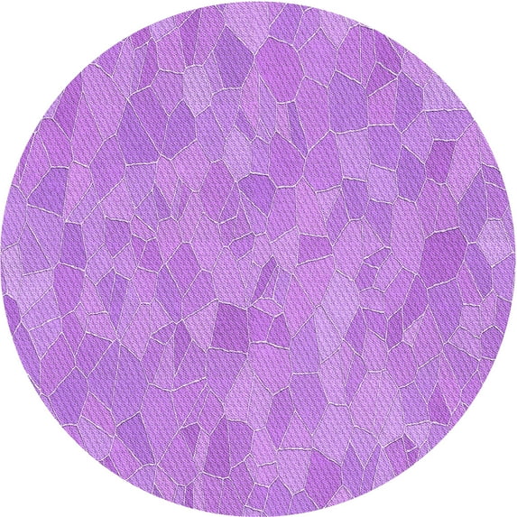 Ahgly Company Indoor Round Patterned Violet Purple Area Rugs, 4' Round