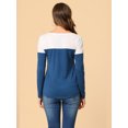 thumbnail image 4 of Unique Bargains T-Shirt Casual à Manches Longues à Col en V pour Femmes, 4 of 4