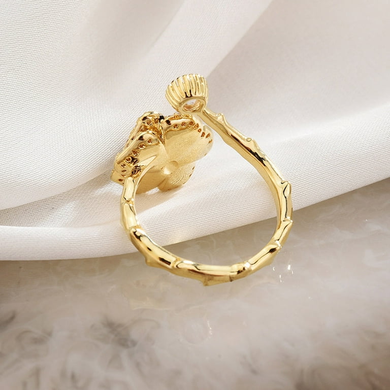 CAOSHI Noble Luxury Gold Color Elegant Flower Zirconia Ring for