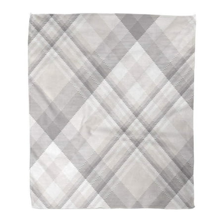ASHLEIGH Flannel Throw Blanket Tan Classic Plaid Pattern Printing Check Pattern in Beige Grey Taupe and White Brown Border 50x60 Inch Lightweight Cozy Plush Fluffy Warm Fuzzy (Best Taupe Eyeshadow For Brown Eyes)